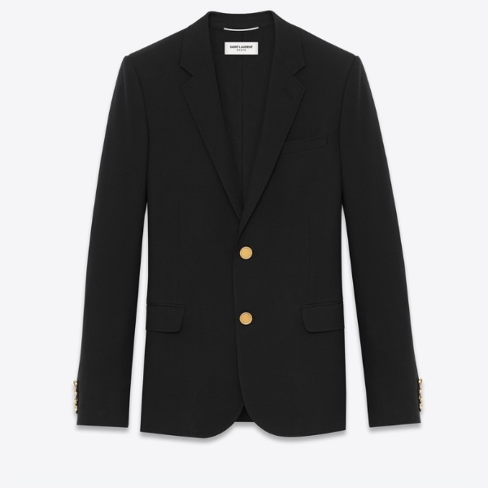 Saint Laurent black virgin wool gabardine blazer - Picture 1 of 8